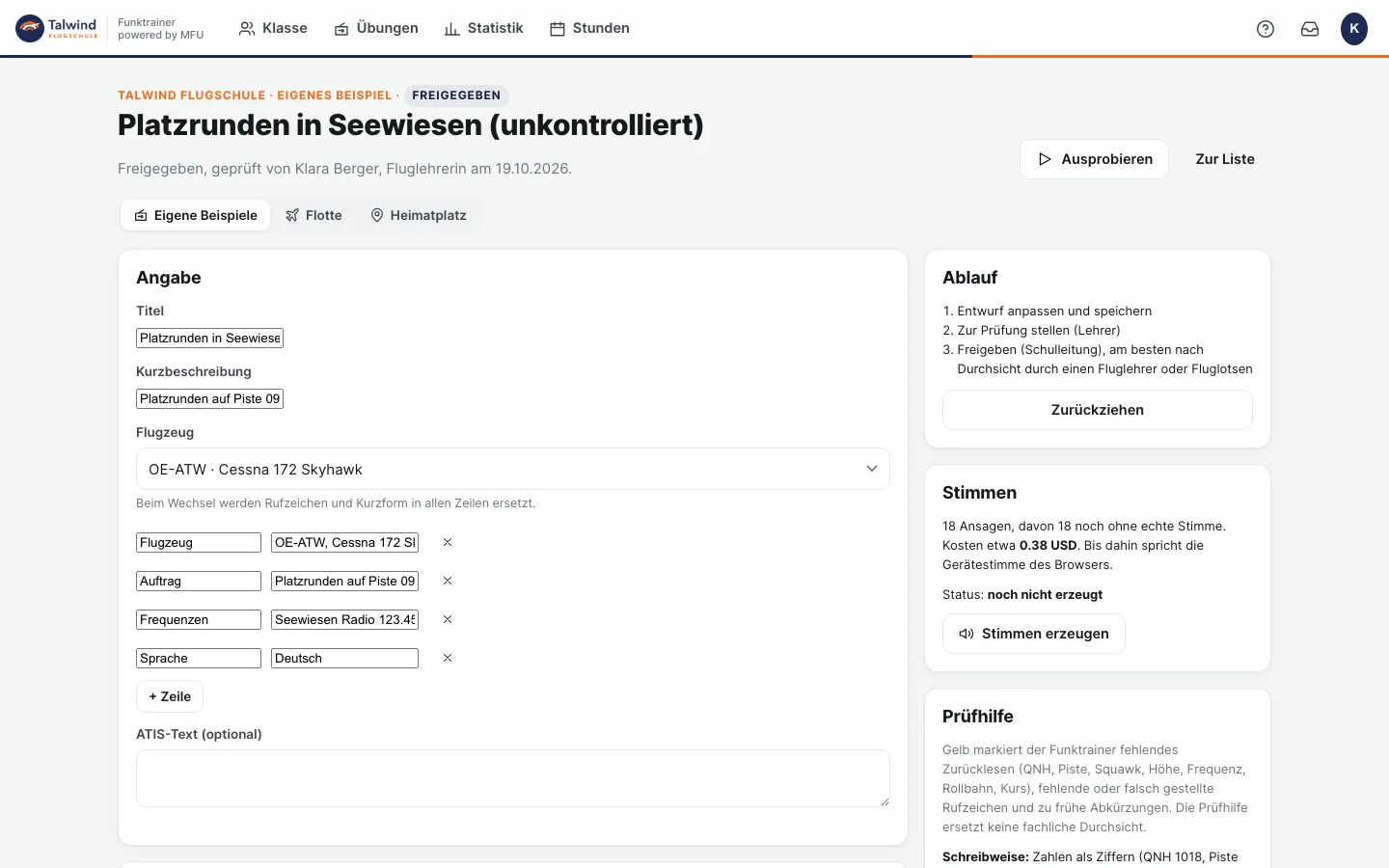 Editor für eigene Funkbeispiele